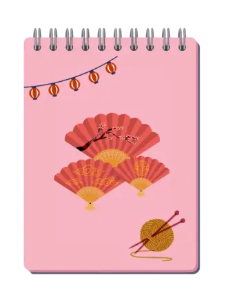 small notepad, japanese inspired journal, japanese fans