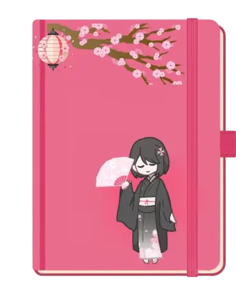 japanese inspired journal, cute journal, pink journal